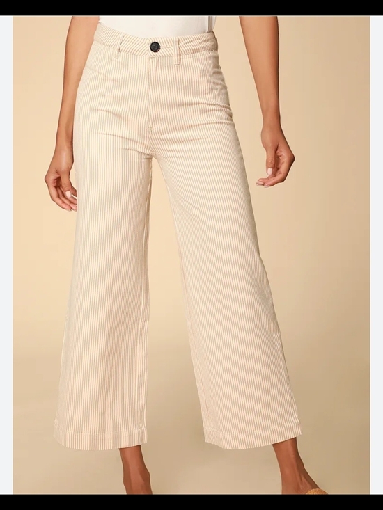 ROLLA'S Pants - ROLLA'S | Old Mate Cream Pinstripe Cropped Wide-Leg Pants